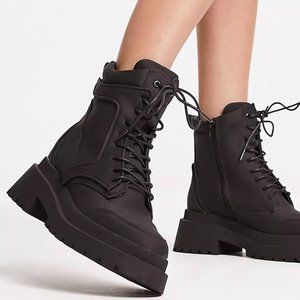 ASOS River Island Biker Boots Black Vegan Padded Trendy US 8 NWOT